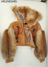 Arlenesain custom 2018 new fahion super cool fox fur cropped jaket. 2024 - buy cheap