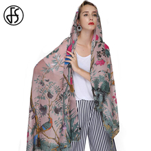 Foulard feminino de algodão com estampa de animal, lenço xales, cachecol grande hijab pashmina floral, árvore, cabeça da bandana 2024 - compre barato