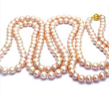 Precioso elegante collar de perlas rosas de 9-10mm 49 pulgadas 2024 - compra barato
