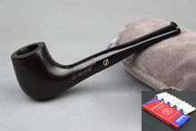 Straight Handmade Nature Ebony Wood Black Tobacco Smoking Pipe Round Wooden Pipe & Pouch & Stand & 10X 9mm Pipe Filters DB496 2024 - buy cheap