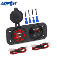 Panel de cargador de coche de 12V, voltímetro Digital con pantalla, voltímetro para coche, barco, camión, vehículos, 4.2A, enchufe de cargador USB Dual 2024 - compra barato