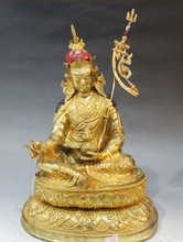 bi001659 16"Tibet Fane Bronze 24K Gold painting Rinpoche Guru Padmasambhava Buddha Statue 2024 - buy cheap