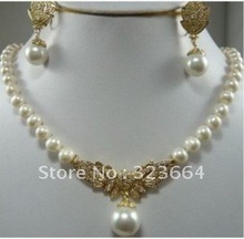 Hot Sell!  Charmin 8-9mm White Akoya Pearl necklace & earring Set 2024 - buy cheap