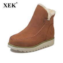 XEK 2018 Fashion Platfrom Flat Women Winter Shoes with Warm Plush Round Toe Snow Boots Women Non Slip Large Size ZLL206 2024 - buy cheap