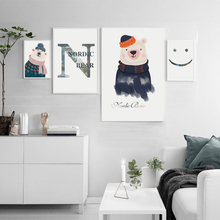 Decoração nórdica de casa, urso, arte de parede, pintura de telas, citações, minimalista, posteres e impressões, imagens de parede, decoração para sala de estar 2024 - compre barato