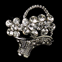 Small Size Antique Silver Clear Rhinestone Crystal Diamante Flower Basket Pin Brooch 2024 - buy cheap