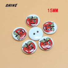 Wood Sewing Buttons Scrapbooking Round White Two Holes Cartoon  Pattern 15mm 50PCs Costura Botones Decorate bottoni botoes 2024 - buy cheap