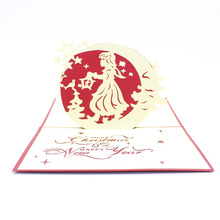 Tarjeta de felicitación con corte láser 3D para niños, tarjeta postal de papel tallado a mano, regalo creativo para Navidad y Año Nuevo 2024 - compra barato