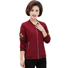 Mother Coats Spring Autumn Women Middle-aged Baseball Jackets Embroidery O-neck Short Outwear Casual Coat Tops FP1577 2024 - buy cheap