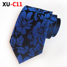 2018 New Silk Jacquard 8cm Tie Dark Blue Big Flower Necktie Go with Your Clothes 2024 - buy cheap