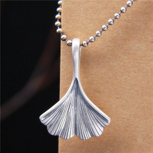 Original Ginkgo Biloba 100% 925 Sterling Silver Pendant Necklace Retro Pendant Necklace Female Fine Jewelry 2024 - buy cheap