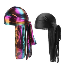 2 pcs/lot Men Women Silk Laser Satin Polyester Bandana Hat Durag Rag Tail Headwrap Headwear Gift Hair Accessories Gift 2024 - buy cheap