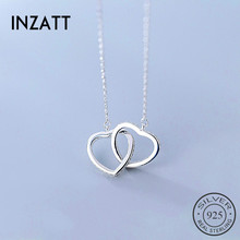 INZATT Real 925 Sterling Silver Zircon Hollow Heart Pendant Necklace For Fashion Women Party Cute Fine Jewelry 2019 Gift 2024 - buy cheap