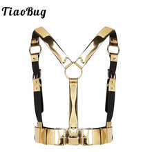 TiaoBug-Cinturón de cuero sintético para hombre y mujer, ropa Sexy Unisex de color dorado, con correa para el pecho, estilo Punk, para fiesta Rave 2024 - compra barato