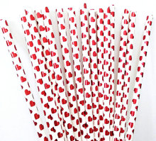 100pcs Foil Red Heart Paper Straws For Baby Shower Wedding Party Kids Birthday Party Decoration Supplies 2024 - buy cheap