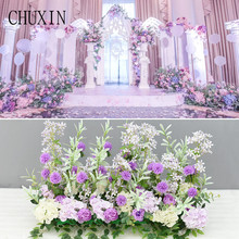 Custom wedding silk artificial flower row flower arrangement hotel wedding decoration T stage layout background props road decor 2024 - buy cheap