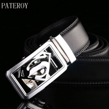 PATEROY-Cinturón de cuero para hombre, cinturones de diseño, hebilla automática de plata de alta calidad, correa para la cintura 2024 - compra barato