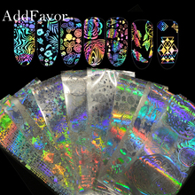 Addfavor Holographic Transfer Nail Foil Paper Holo Nail Art Sticker UV Gel Wraps Decal DIY Nails Decoration Manicure 4*100CM 2024 - buy cheap