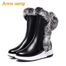 New Winter Mid-Calf Boots Platform Shoes Middle Heels Round Toe Zipper Sexy Ladies Women Shoes Black Snow Boots Big Size 33-43 2024 - buy cheap