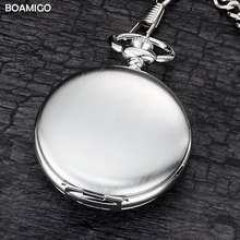 BOAMIGO brand  FOB pocket watches fashion mechanical hand wind skeleton watches  silver gift clock alloy case with chain 2024 - buy cheap