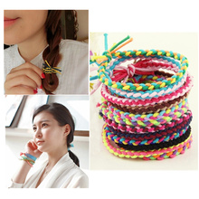 10pcs Cute Twist Handmade Colorful Hairband Hair Rope Ponytail Elastic Holders Hair Accessories Girl Women Rubber Band Tie Mix 2024 - buy cheap