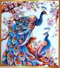 Золотая коллекция, шикарный Набор для вышивки крестиком с двумя синими павлинами, павлином и птицами 2024 - купить недорого