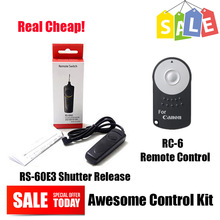 RS-60E3 Shutter Release+RC-6 Selfie Infrared Wireless Remote Control for Canon EOS 700D 750D 760D 650D 600D 550D 500D 450D 400D 2024 - buy cheap
