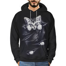 Hoodies Men 2018 Moletom Mens 3D Printed Cat Pullover Long Sleeve Hooded Sweatshirt Tops Blouse poleron sudaderas para hombre 2024 - buy cheap