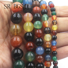 Free Shipping 6mm-14mm  Colorful Mixed Agat Onyx Gems Loose Round Natural Stone Beads Jewelry Beads Strand 15" 2024 - buy cheap