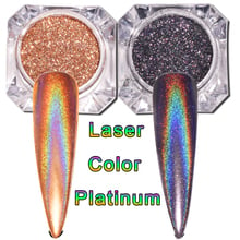 Laser holográfico platina lantejoulas pó prego glitter arte do prego em pó preto ouro acrílico uv mix glitter em pó decorações 0.2g 2024 - compre barato