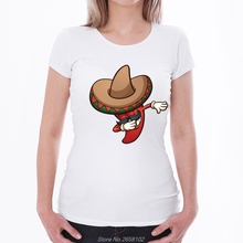 Забавная Футболка с принтом перца, женская футболка в стиле Мехико, повседневные топы с коротким рукавом, модная хипстерская уличная одежда Harajuku 2024 - купить недорого