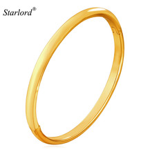 Starlord Gold Color Bangle Round Simple Style Fashion Jewelry Wholesale Vogue Gift For Women/Men Cuff Bracelets Bangles H5121 2024 - buy cheap