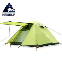 Hewolf 3 человека алюминиевые палки двухслойные водонепроницаемые ветрозащитные палатки для кемпинга пляжные палатки ультралегкие Barraca 2024 - купить недорого