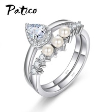 Conjuntos de anel de design diferente para a moda feminina jóias 925 prata esterlina casamento/noivado/festa anéis frete grátis 2024 - compre barato