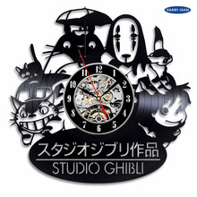 2017 New CD Vinyl Record Wall Clock Modern Spirited Away Studio Ghibli Anime Wall Watch Home Decor Classic Clock Relogio Parede 2024 - buy cheap