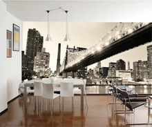 Ponte de Manhattan beibehang nostálgico preto e branco mural paisagem papel de parede pano de fundo papel de parede do quarto sala de estar personalizado 3D 2024 - compre barato