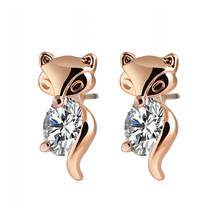 Simple Fashion Gold/Silver Color Crystal Stud Earrings Cute Animal Fox Zircon Ear Stud Earring Jewelry Gifts for Lady Girls VL 2024 - buy cheap