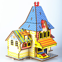 Лазерная резка, 3D деревянные пазлы, строительные вилла, дом, ручная сборка, Детские Обучающие деревянные игрушки для детей 2024 - купить недорого