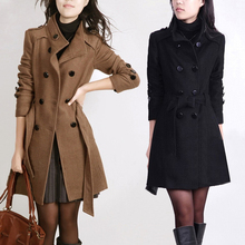 Ropa de otoño e invierno 2019 nueva moda femenina delgada talla grande larga gruesa doble pecho abrigo de lana 2024 - compra barato