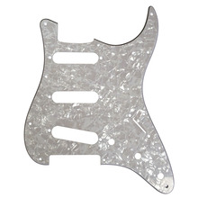 Pleroo Custom Guitar pickgaurd - For 62' 11 Screw Hole Standard St SSS Guitar pickguard Scratch Plate ,  White Pearl 2024 - buy cheap