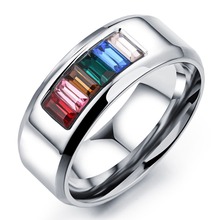 Charming 316L Stainless Steel Rings Colorful Rainbow Ring Unisexs Jewelry Mens Womens Engagement Accessories Xmas Gift Size 6-12 2024 - buy cheap