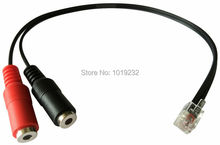 Free Shipping PC Headset PC3.5-RJ9 to RJ9/RJ10 Adapter - Dual 3.5mm to RJ9 Rj11 plug Headset Adapter 3.5mm headset 2024 - buy cheap