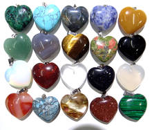 Fashion high quality natural stone mixed charms heart pendants for diy jewelry making 20pcs/lot Free Shipping 2024 - buy cheap