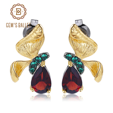 GEM'S BALLET 3.15Ct Natural Garnet Gemstone Earrings 925 Sterling Silver Handmade Butterfly Stud Earrings for Women Brincos 2024 - buy cheap