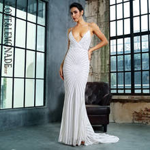 LOVE&LEMONADE White Deep V Neck Open Back Geometry Sequins Long Dress  LM81225 2024 - buy cheap