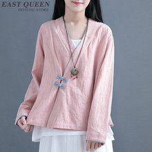 Женская рубашка, традиционная китайская блузка с воротником-стойкой 2024 - купить недорого