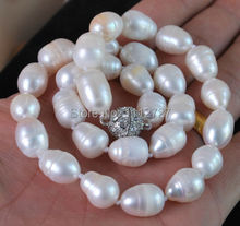 charming Big 11-13MM Natural Stone white akoya cultured shell pearl necklace Magnet Clasp Beads Jewelry 18"BV240 Wholesale Price 2024 - buy cheap