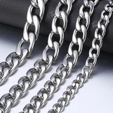 Stainless Steel Necklace For Men Silver Color Curb Cuban Link Chain Necklace Mens Jewelry  Dropshipping 11-15mm HKNM37 2024 - buy cheap