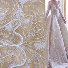 embroidered Lace fabric FOR WEDDING luxury JIANXI.C-122313 Nigerian french lace fabric with beads 2024 - buy cheap