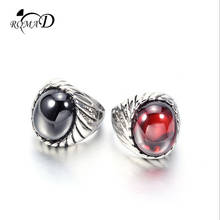 ROMAD Black and Red Stone Rings for Couples Jewelry Stainless Steel Finger Ring Men Jewelry Gothnic Style Fashion Ring R4 2024 - buy cheap
